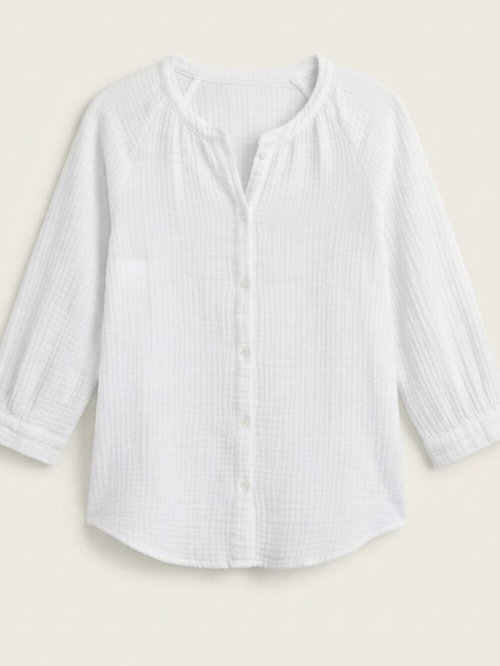 1.STATE White Double Gauze Button Down Top Blouse Size M